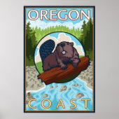 Beaver & River - Oregon Coast Poster (Voorkant)