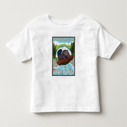 Beaver & River - Portland, Oregon Kinder Shirts (Voorkant)