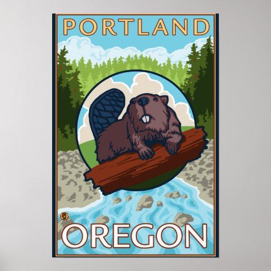 Beaver & River - Portland, Oregon Poster (Voorkant)