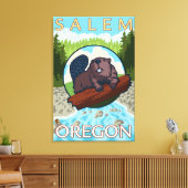 Beaver & River - Salem, Oregon Canvas Afdruk (Insitu (Woonkamer))