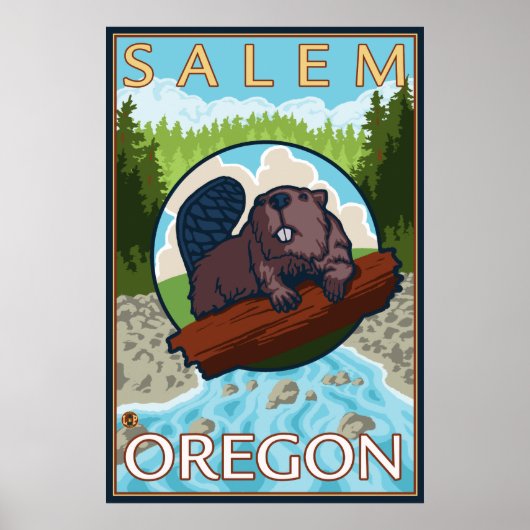 Beaver & River - Salem, Oregon Poster (Voorkant)
