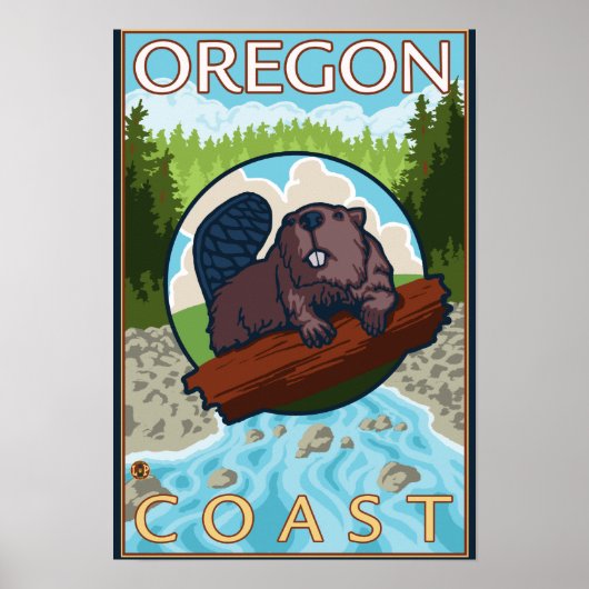 Beaver & RiverCoastVintage Travel Poster (Voorkant)