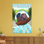 Beaver & RiverCoastVintage Travel Poster Canvas Afdruk (Insitu (Woonkamer))