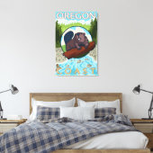 Beaver & RiverCoastVintage Travel Poster Canvas Afdruk (Insitu (Slaapkamer))