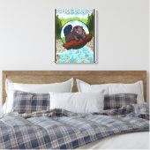 Beaver & RiverCoastVintage Travel Poster Canvas Afdruk (Insitu (Slaapkamer))