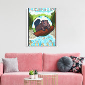 Beaver & RiverCoastVintage Travel Poster Canvas Afdruk (Insitu (Woonkamer))