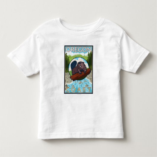 Beaver & RiverCoastVintage Travel Poster Kinder Shirts (Voorkant)