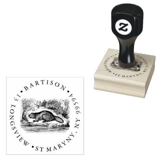 BEAVER ROUND RETOURADRES RUBBERSTEMPEL (Gestempeld)