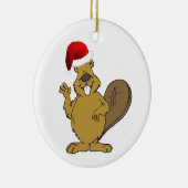 Beaver schattige santa-hoed keramisch ornament (Rechts)