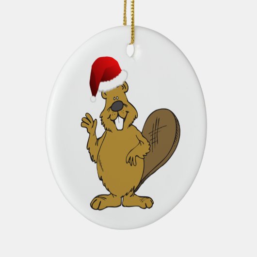 Beaver schattige santa-hoed keramisch ornament (Rechts)