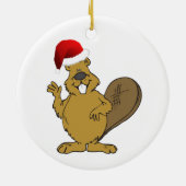 Beaver schattige santa-hoed keramisch ornament (Achterkant)