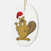 Beaver schattige santa-hoed keramisch ornament (Links)