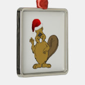 Beaver schattige santa-hoed metalen ornament (Rechts)