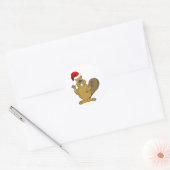 Beaver schattige santa-hoed ronde sticker (Envelop)