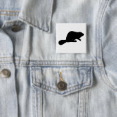 Beaver Silhouette Vierkante Button 5,1 Cm (In situ)