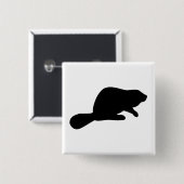 Beaver Silhouette Vierkante Button 5,1 Cm (Voorkant /achterkant)