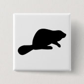 Beaver Silhouette Vierkante Button 5,1 Cm (Voorkant)