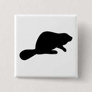 Beaver Silhouette Vierkante Button 5,1 Cm