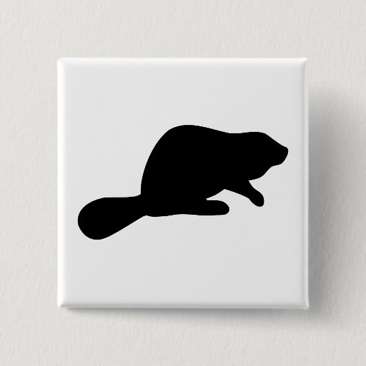 Beaver Silhouette Vierkante Button 5,1 Cm (Voorkant)