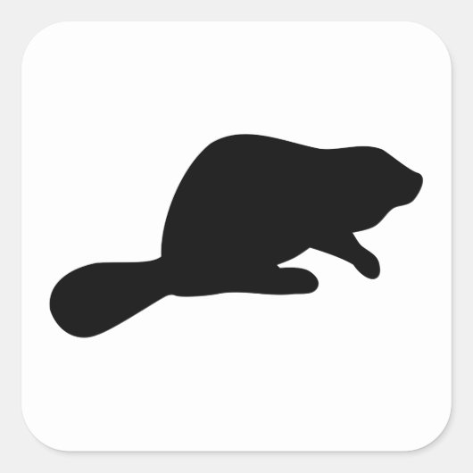 Beaver Silhouette Vierkante Sticker (Voorkant)