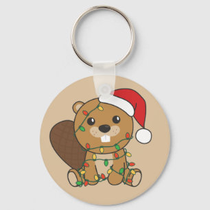 Beaver-Sleutelhanger voor kerstwinterdieren Sleutelhanger