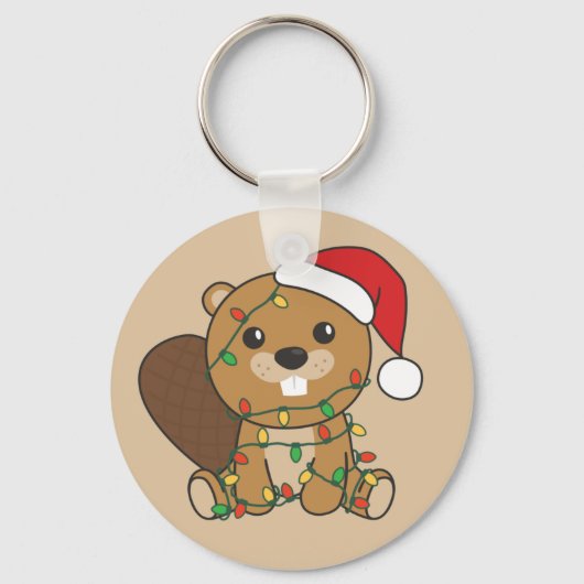 Beaver-Sleutelhanger voor kerstwinterdieren Sleutelhanger (Voorkant)