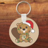 Beaver-Sleutelhanger voor kerstwinterdieren Sleutelhanger (Voorkant)