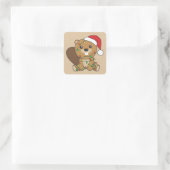 Beaver Square Stic Vierkante Sticker (Tas)