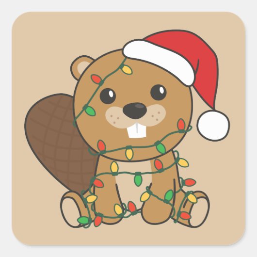 Beaver Square Stic Vierkante Sticker (Voorkant)