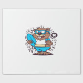 Beaver Surfing Cadeaupapier (Vlak)