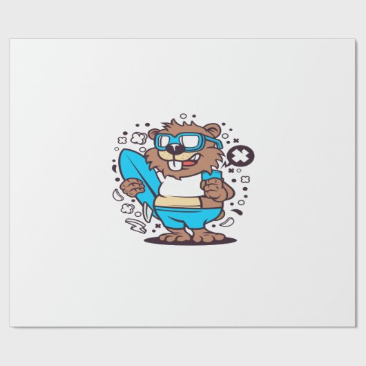 Beaver Surfing Cadeaupapier (Vlak)