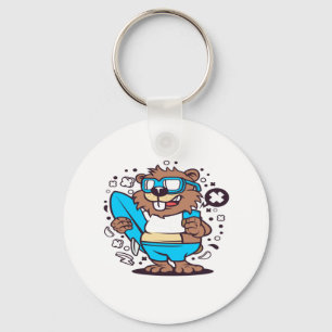 Beaver Surfing Sleutelhanger