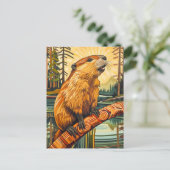 Beaver Totem – Builder in Deco Style Briefkaart (Staand voorkant)