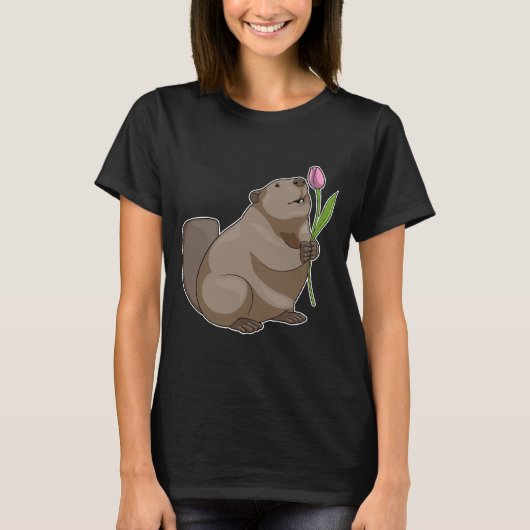 Beaver Tulip Flower T-shirt (Voorkant)