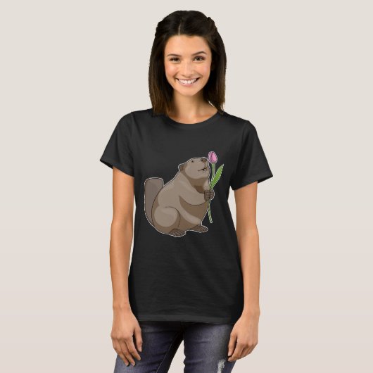 Beaver Tulip Flower T-shirt (Voorkant volledig)