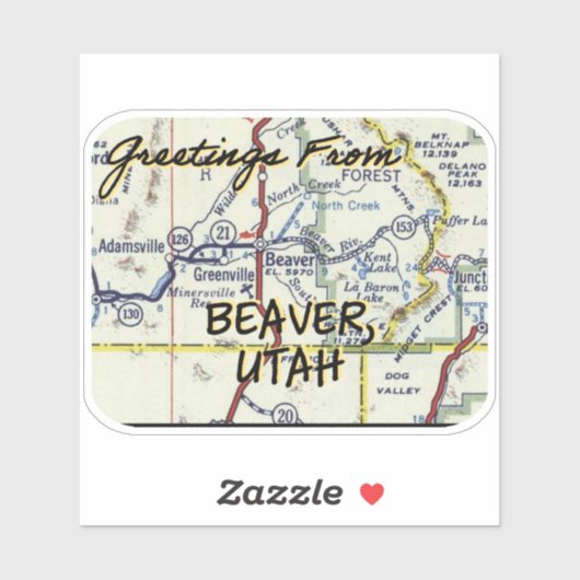 Beaver UT  Map Sticker (Vel)