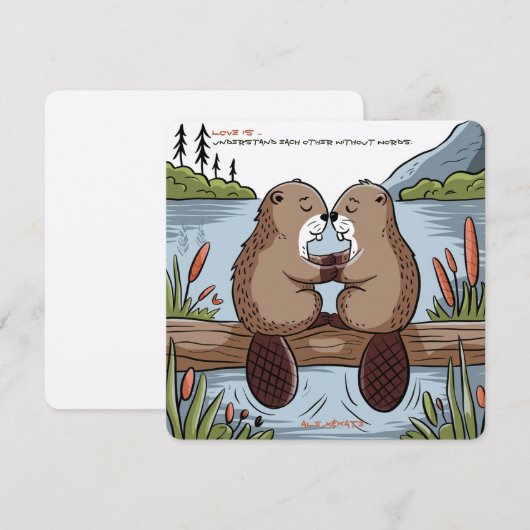 Beaver Valentijnsdag Feestdagenkaart (Voorkant / Achterkant)