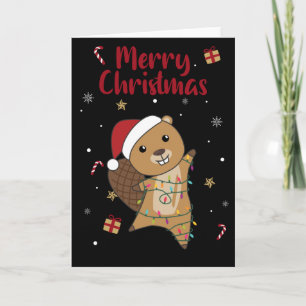 Beaver Vrolijke Kerstmis Winter Dieren Bevers C Kaart