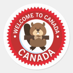 Beaver Welkom in Canada   Canada Day Ronde Sticker