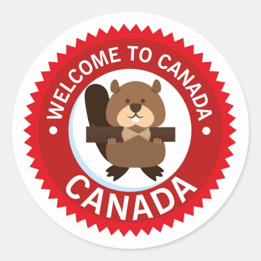 Beaver Welkom in Canada | Canada Day Ronde Sticker (Voorkant)