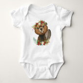 Beaver Woodland Animal Wreath | Baby Bodysuit (Voorkant)