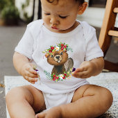 Beaver Woodland Animal Wreath | Baby Bodysuit