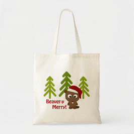 Beaver-y Merry! Cute Kerstbever Tote Bag