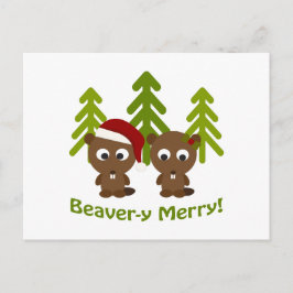 Beaver-y Merry! Kerstbeken Feestdagenkaart