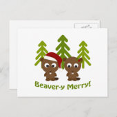 Beaver-y Merry! Kerstbeken Feestdagenkaart (Voorkant / Achterkant)