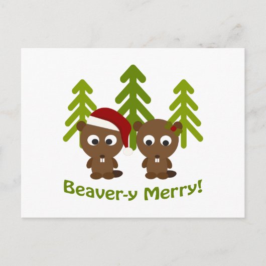 Beaver-y Merry! Kerstbeken Feestdagenkaart (Voorkant)