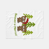 Beaver-y Merry! Kerstbeken Fleece Deken (Voorkant (Horizontaal))