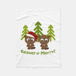 Beaver-y Merry! Kerstbeken Fleece Deken