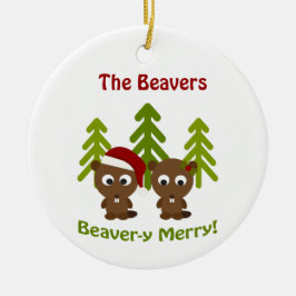 Beaver-y Merry! Kerstbeken Keramisch Ornament