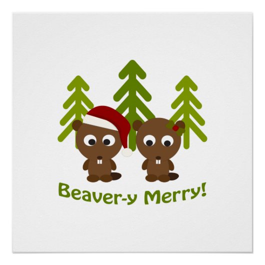 Beaver-y Merry! Kerstbeken Perfect Poster (Voorkant)